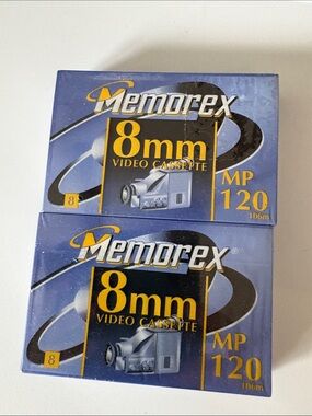 Memorex MP120 8mm Video Cassette — Blue (2 Pack)